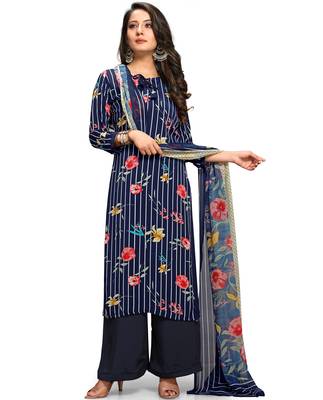 Blue floral print crepe salwar 1