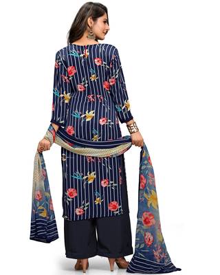 Blue floral print crepe salwar 2