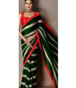   dark green embroidered georgette saree with blouse