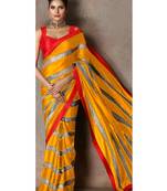   mustard embroidered georgette saree with blouse