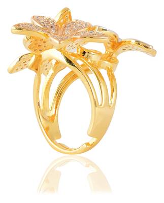 sparkling combo deal includes two big size adjustable floral gold plated ring plus brass gold plated Stylish kada 3