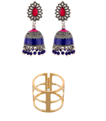 premium design low cost combos of peacock style multi-color jhumka jumki earrings with gold plated kada bracelets