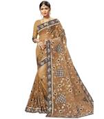 Sangam Prints Beige Net Embroidery Designer Saree