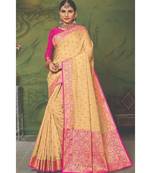 Sangam Prints Beige Handloom Silk Woven Work Traditional Saree