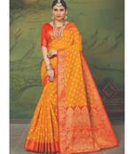 Sangam Prints Mustard Handloom Silk Woven Work Traditional Saree