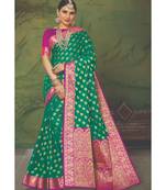 Sangam Prints Green Handloom Silk Woven Work Traditional Saree