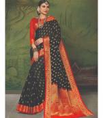 Sangam Prints Black Handloom Silk Woven Work Traditional Saree