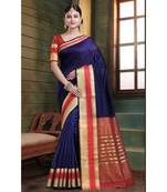 Sangam Prints Violet Cotton Handloom Woven Work Traditional Saree