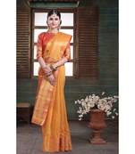 Sangam Prints Yellow Cotton Handloom Woven Work Traditional Saree