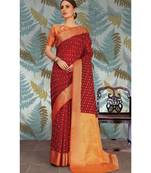 Sangam Prints Red Handloom Silk Woven Work Traditional Saree