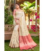 Sangam Prints Off White Silk Heavy Zari Work Traditional Saree