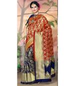 Sangam Prints Red Crystal Silk Heavy Zari Work Traditional Saree