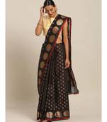 Sangam Prints Black Handloom Silk Zari Work Traditional Saree