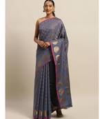 Sangam Prints Blue Handloom Silk Zari Work Traditional Saree