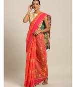 Sangam Prints Gajari Cotton Handloom Woven Work Traditional Saree