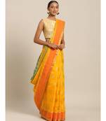 Sangam Prints Yellow Cotton Handloom Woven Work Traditional Saree