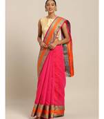 Sangam Prints Magenta Handloom Silk Thread Work Traditional Saree