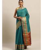 Sangam Prints Green Handloom Silk Thread Work Traditional Saree