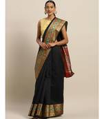 Sangam Prints Black Handloom Silk Thread Work Traditional Saree
