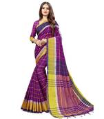 Sangam Prints Purple Cotton Silk Woven Work Traditional Saree