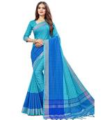 Sangam Prints Sky Blue Cotton Silk Woven Work Traditional Saree
