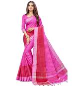 Sangam Prints Pink Cotton Silk Woven Work Traditional Saree