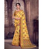 Sangam Prints Yellow Cotton Handloom Woven Work Traditional Saree