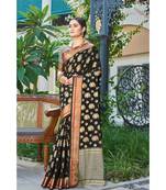 Sangam Prints Black Handloom Silk Woven Work Traditional Saree