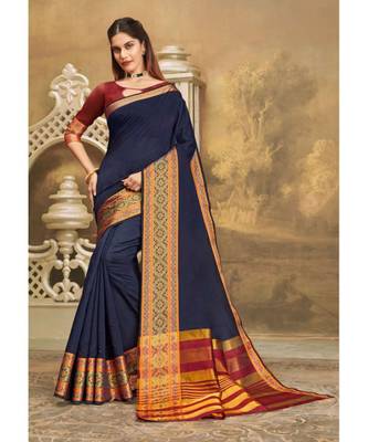 Sangam Prints Blue Khadi Silk Woven Work Traditional Saree 1