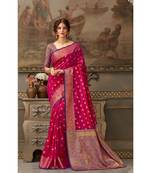 Sangam Prints Pink Handloom Silk Woven Work Traditional Saree