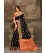 Sangam Prints Black Handloom Silk Woven Work Traditional Saree