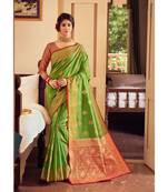 Sangam Prints Green Handloom Silk Woven Work Traditional Saree
