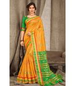 Sangam Prints Yellow Cotton Handloom Woven Work Traditional Saree