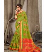 Sangam Prints Green Cotton Handloom Woven Work Traditional Saree