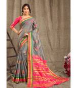 Sangam Prints Grey Cotton Handloom Woven Work Traditional Saree