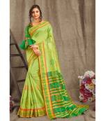 Sangam Prints Green Cotton Handloom Woven Work Traditional Saree