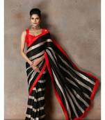 Black embroidered georgette saree with blouse