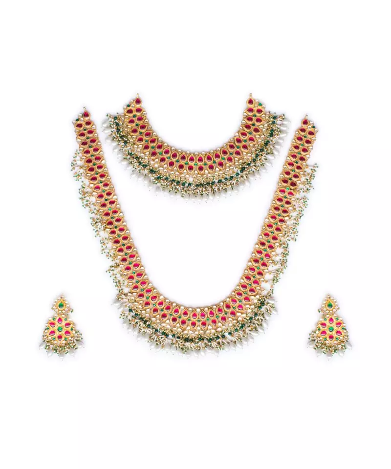 KUNDAN RUBY BRIDAL SET WITH EARRINGS