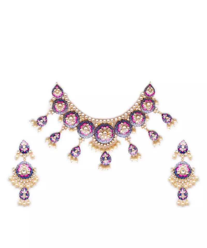 KUNDAN MEENAKARI NECKLACE
