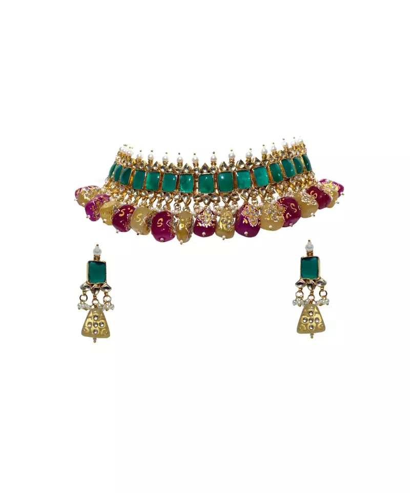 KUNDAN  CHOKER WITH EARRINGS