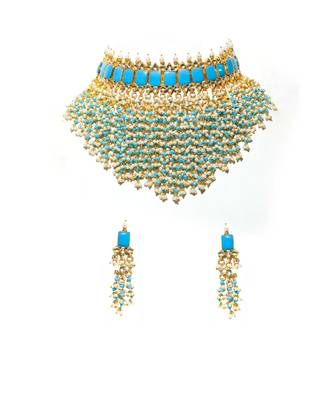 Kundan Turquise  Choker With Earrings 1