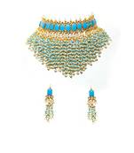 KUNDAN TURQUISE  CHOKER WITH EARRINGS