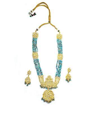 Kundan  Long Pendant Necklace With Earrings 1