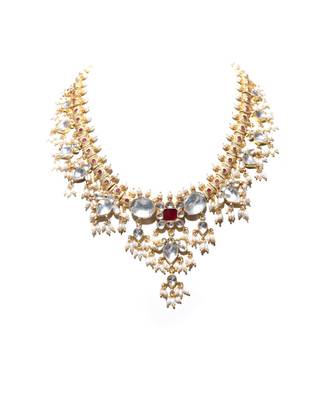 Gold Plated Kundan Red Necklace  1
