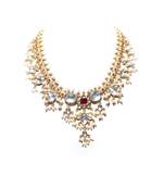 Gold Plated Kundan Red Necklace 