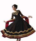 Black embroidered georgette semi stitched salwar with dupatta