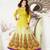 Yellow embroidered georgette semi stitched salwar with dupatta