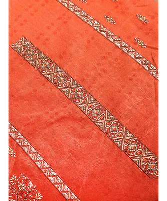 Orangish Red Matte Pashmina 3Pc Suit With Embroidery Highlights 4