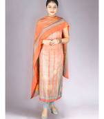 Peach Pashmina 3Pc Suit With Highlights