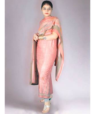 Peach Pashmina Printed 3Pc Suit With Swaroski Work 2